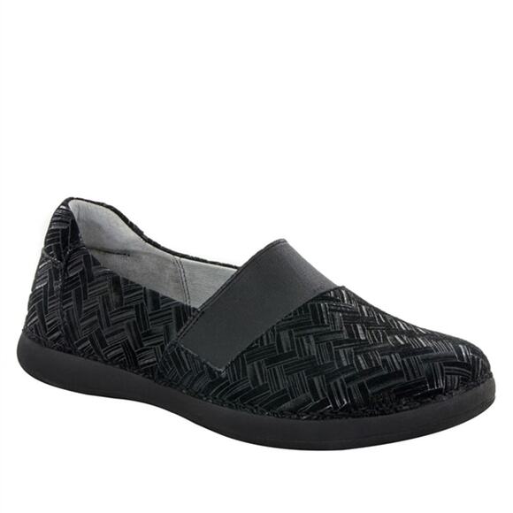 Alegria Gleeterlockin Slip On Shoes Chevron Slip Resistant Black EU 38 US 7.5 - Picture 1 of 9
